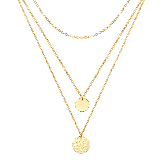 18K Gold Plated Triple Layer Disc Necklace