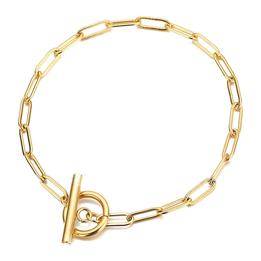 18K Gold Plated T-Bar Paperclip Bracelet