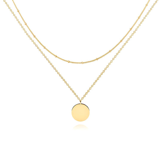 18K Gold Plated Double Layer Disc Necklace