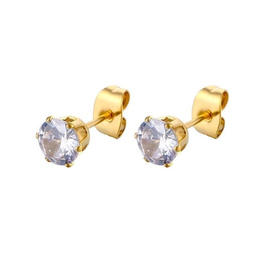 18K Gold Plated Cubic Zirconia Stud Earrings