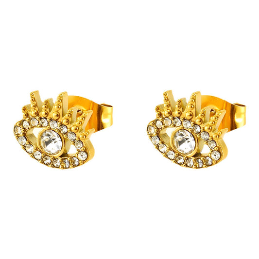 18K Gold Plated 'Evil Eye' Stud Earrings