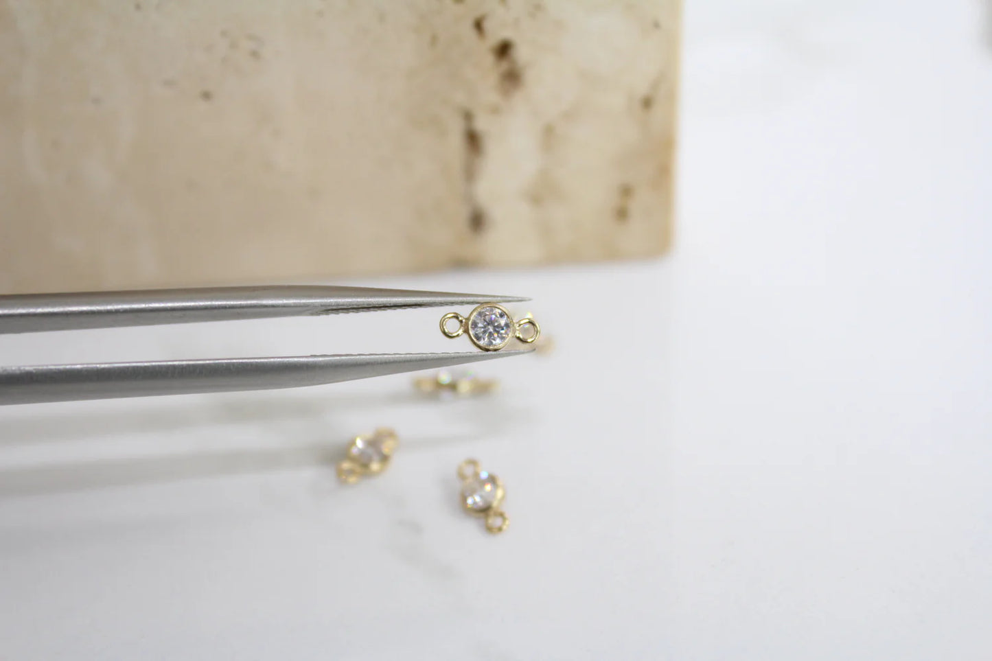 CZ Bezel 3mm - Gold Filled Connector