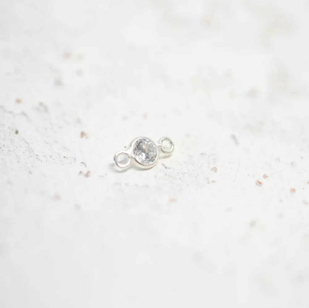 CZ Bezel 3mm - Sterling Silver Connector